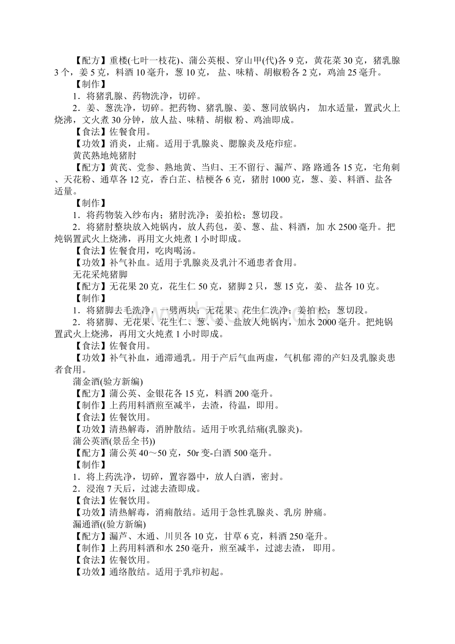 乳腺炎药膳以清毒散瘀消肿方法调理Word文件下载.docx_第3页