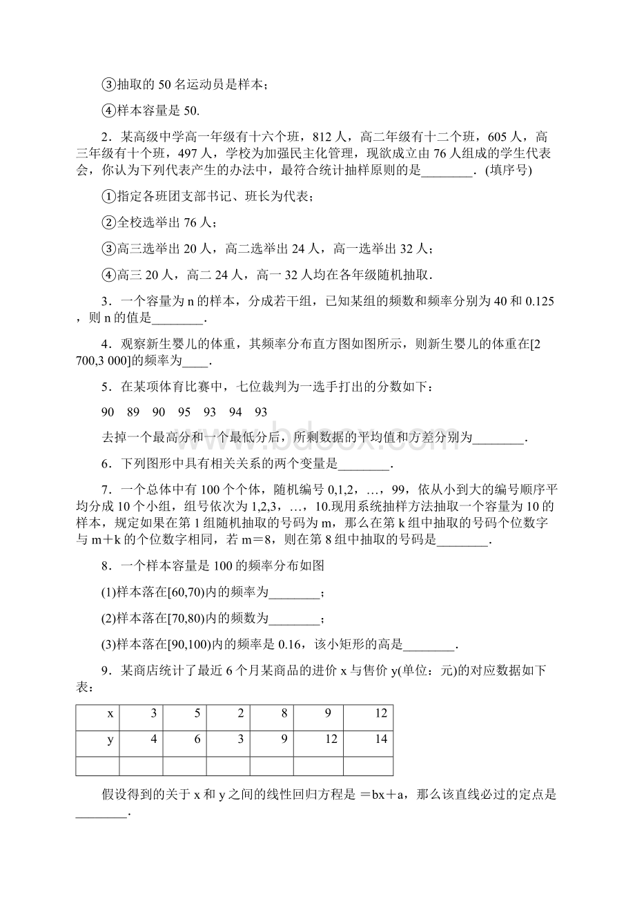 学年苏教版高中数学必修三《统计》章末考点复习课及解析Word文档格式.docx_第2页