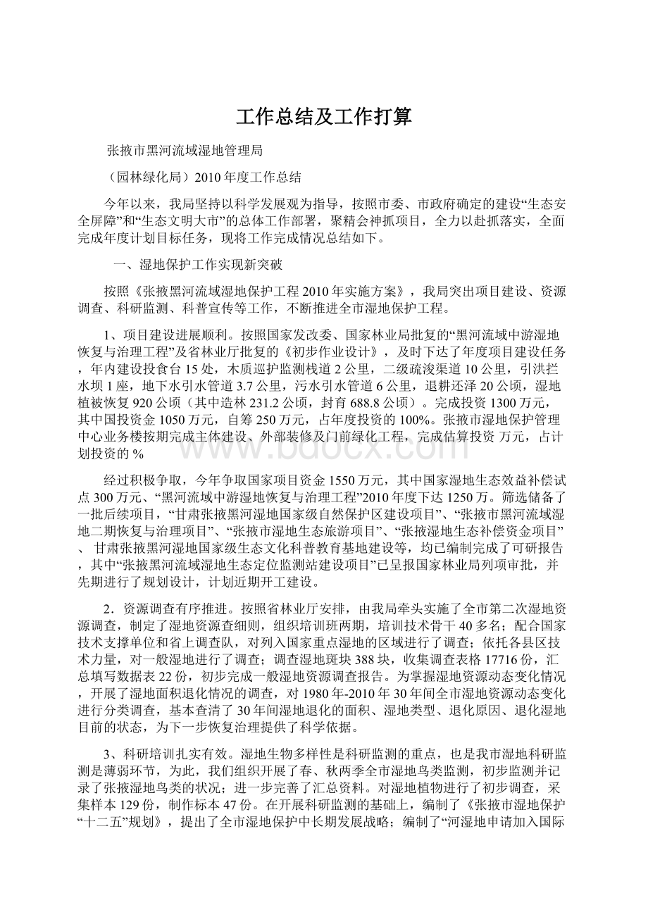 工作总结及工作打算Word文档下载推荐.docx_第1页