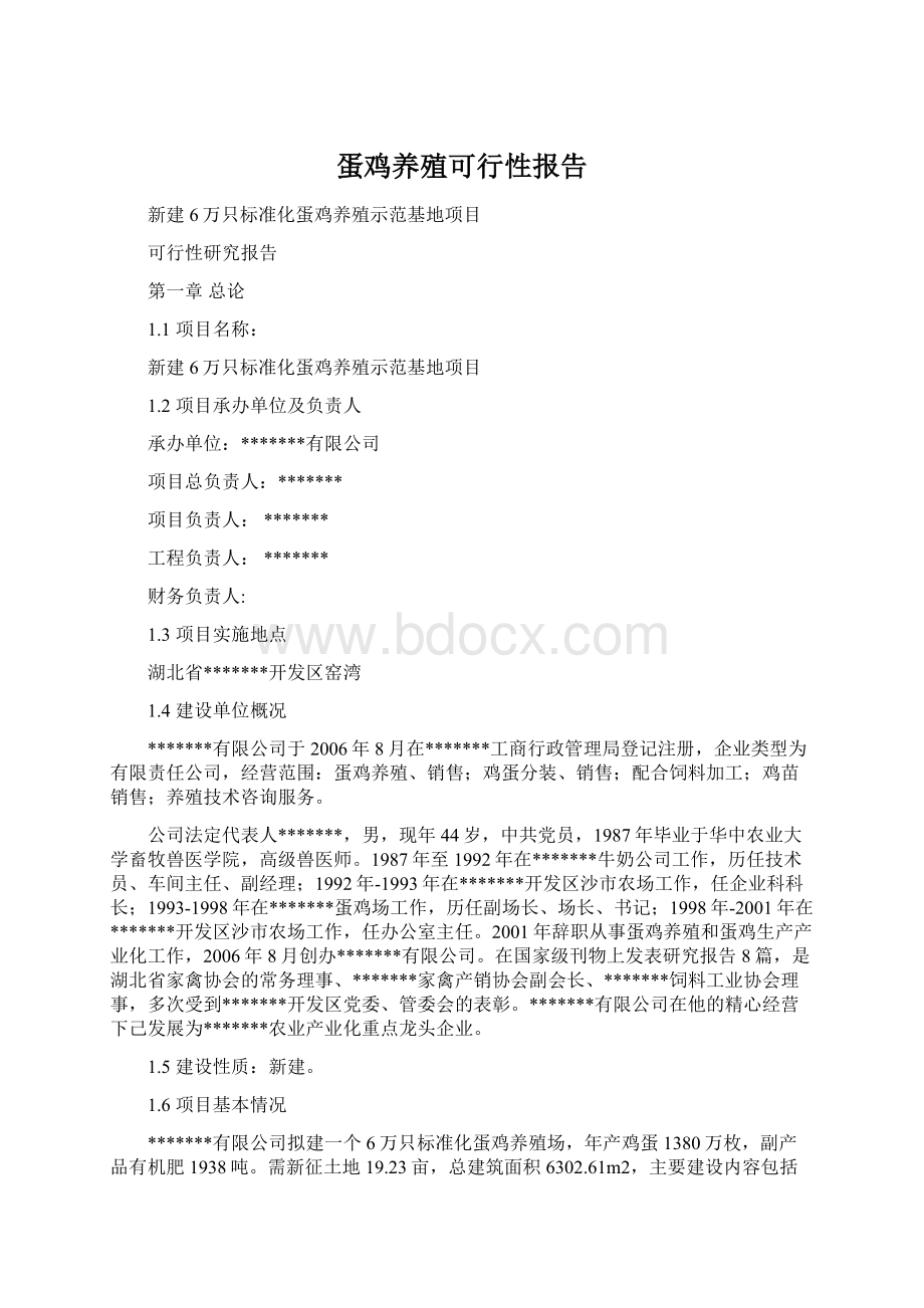 蛋鸡养殖可行性报告Word文档格式.docx