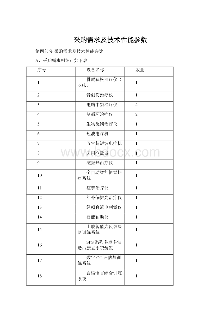 采购需求及技术性能参数Word格式.docx