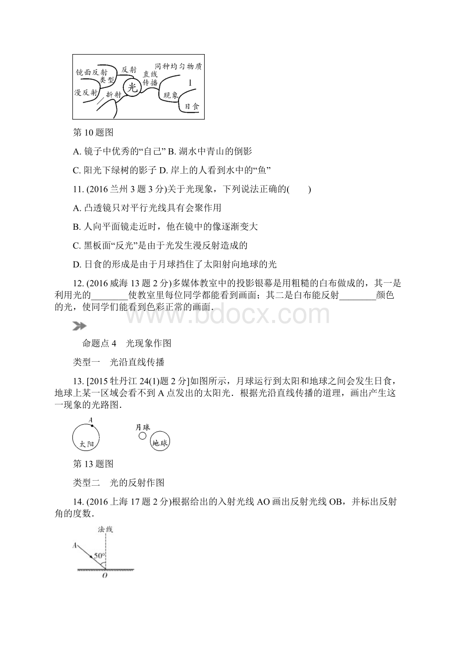 中考物理专题复习分类集训2 光现象含答案解析.docx_第3页