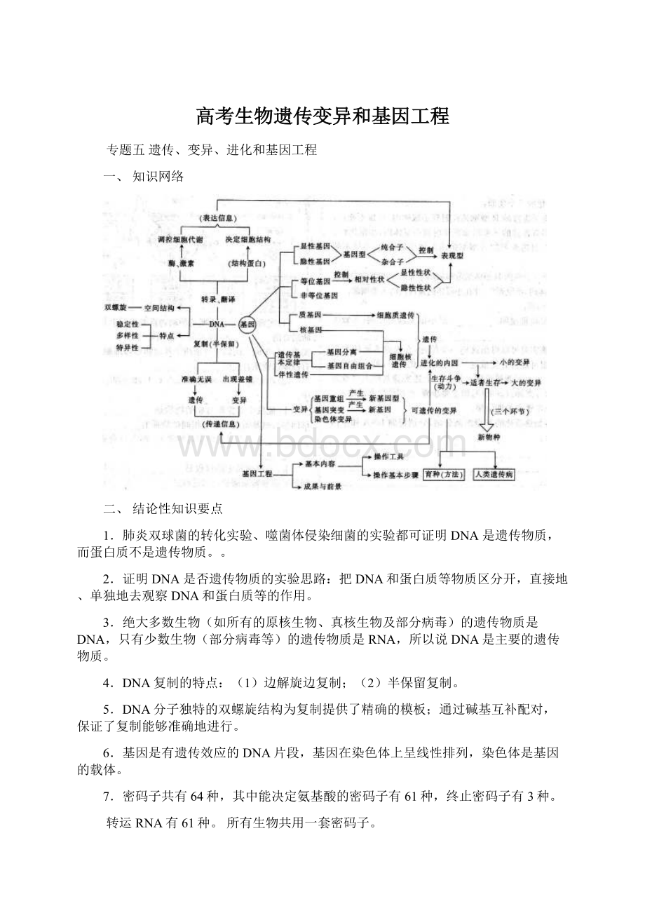 高考生物遗传变异和基因工程Word文档下载推荐.docx_第1页