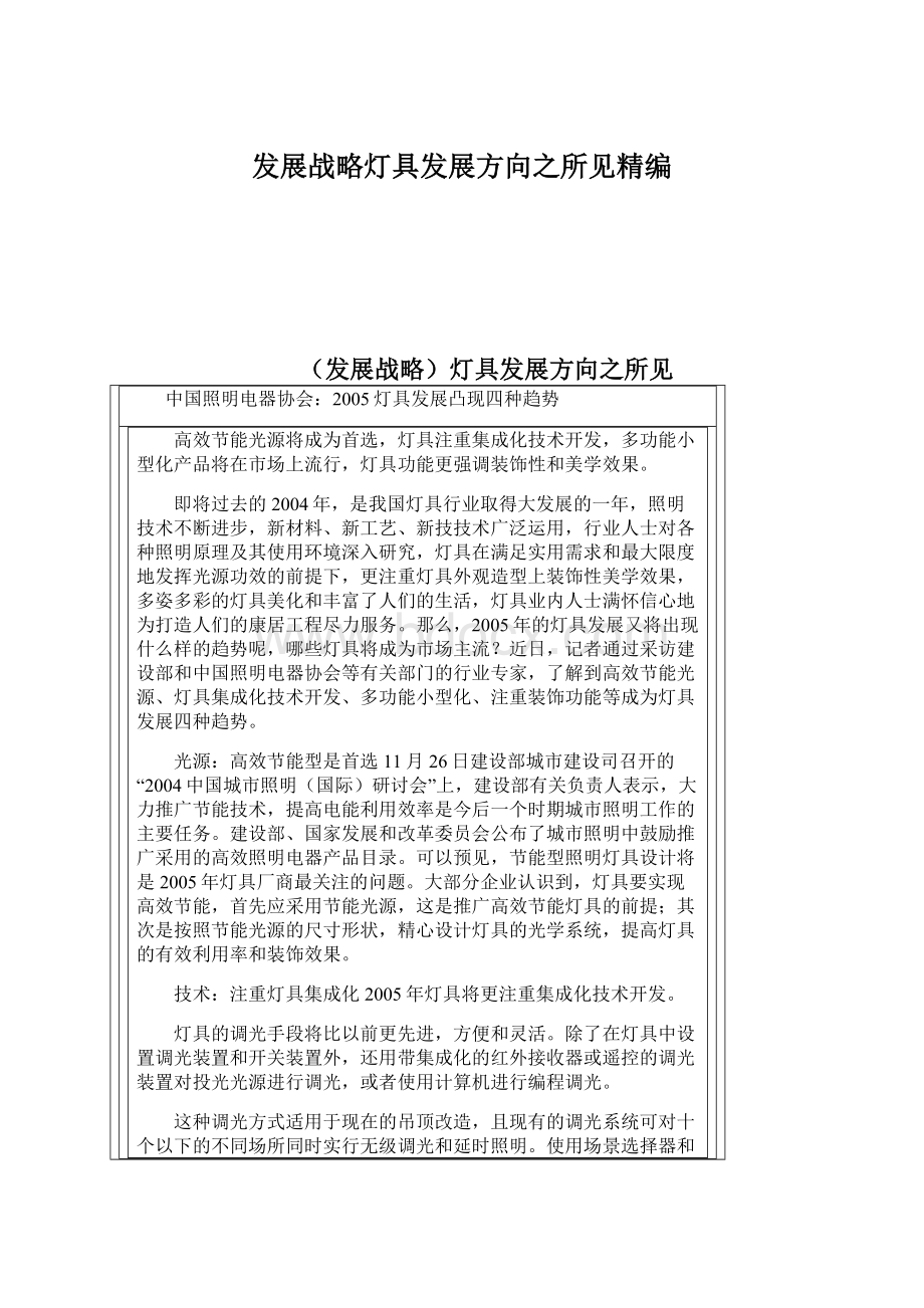 发展战略灯具发展方向之所见精编Word文档格式.docx