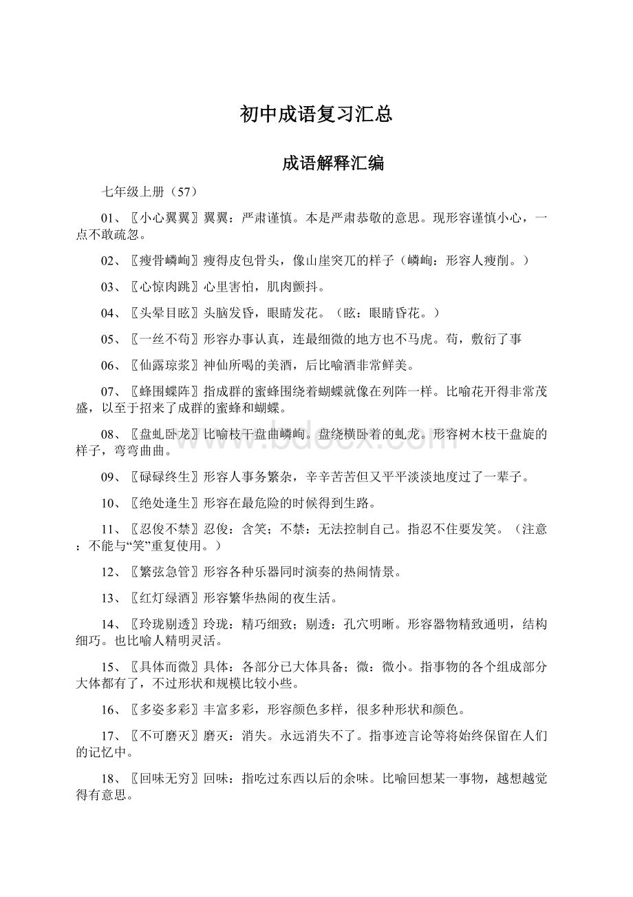 初中成语复习汇总Word文档格式.docx