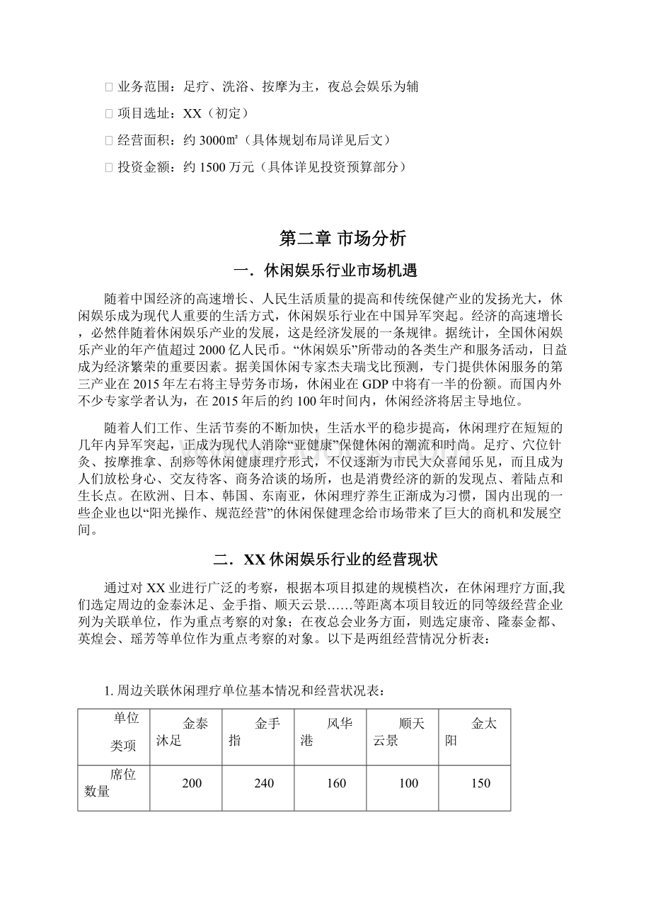 养生娱乐会所项目商业计划书彩打版Word文档下载推荐.docx_第3页