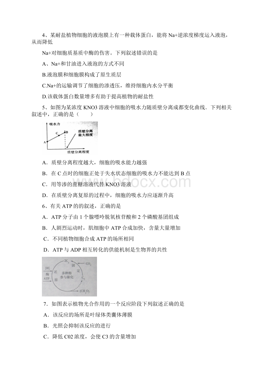 高三上学期教学质量检测期中考试生物试题含答案.docx_第2页