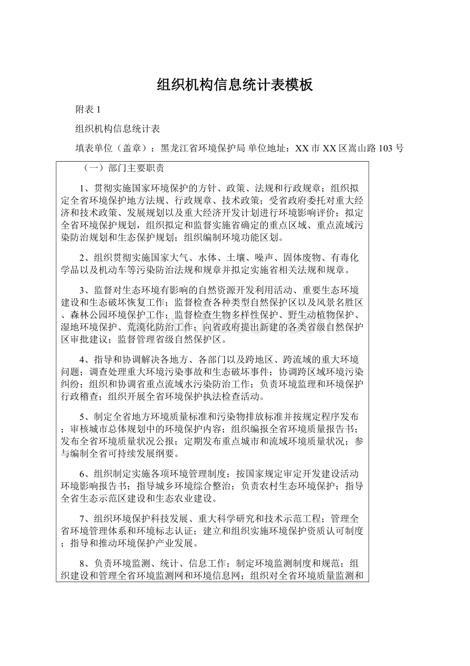 组织机构信息统计表模板Word文档格式.docx