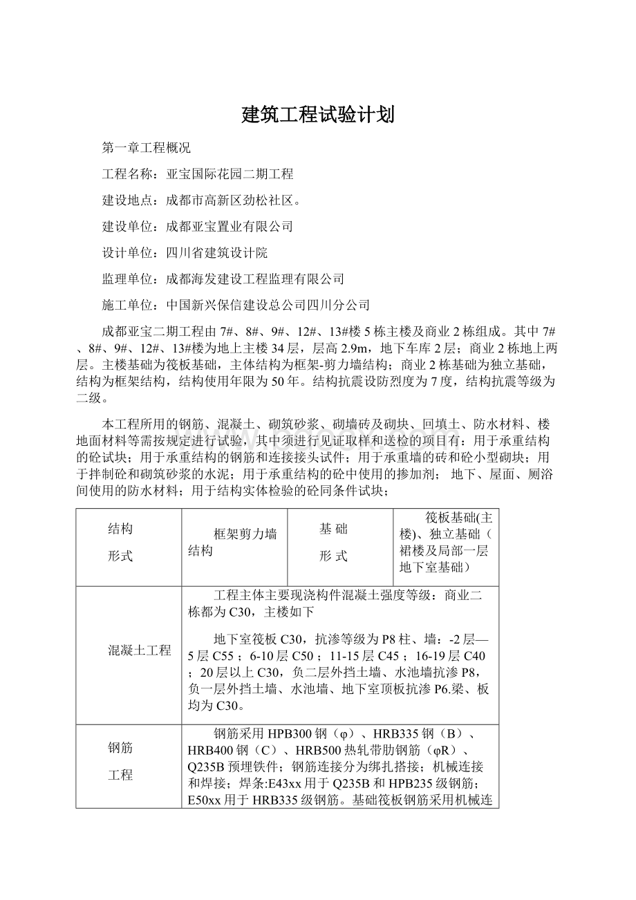 建筑工程试验计划Word文档格式.docx_第1页