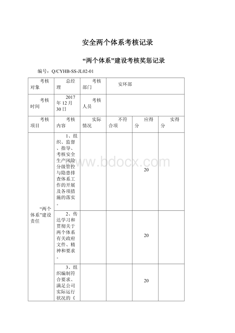 安全两个体系考核记录.docx_第1页