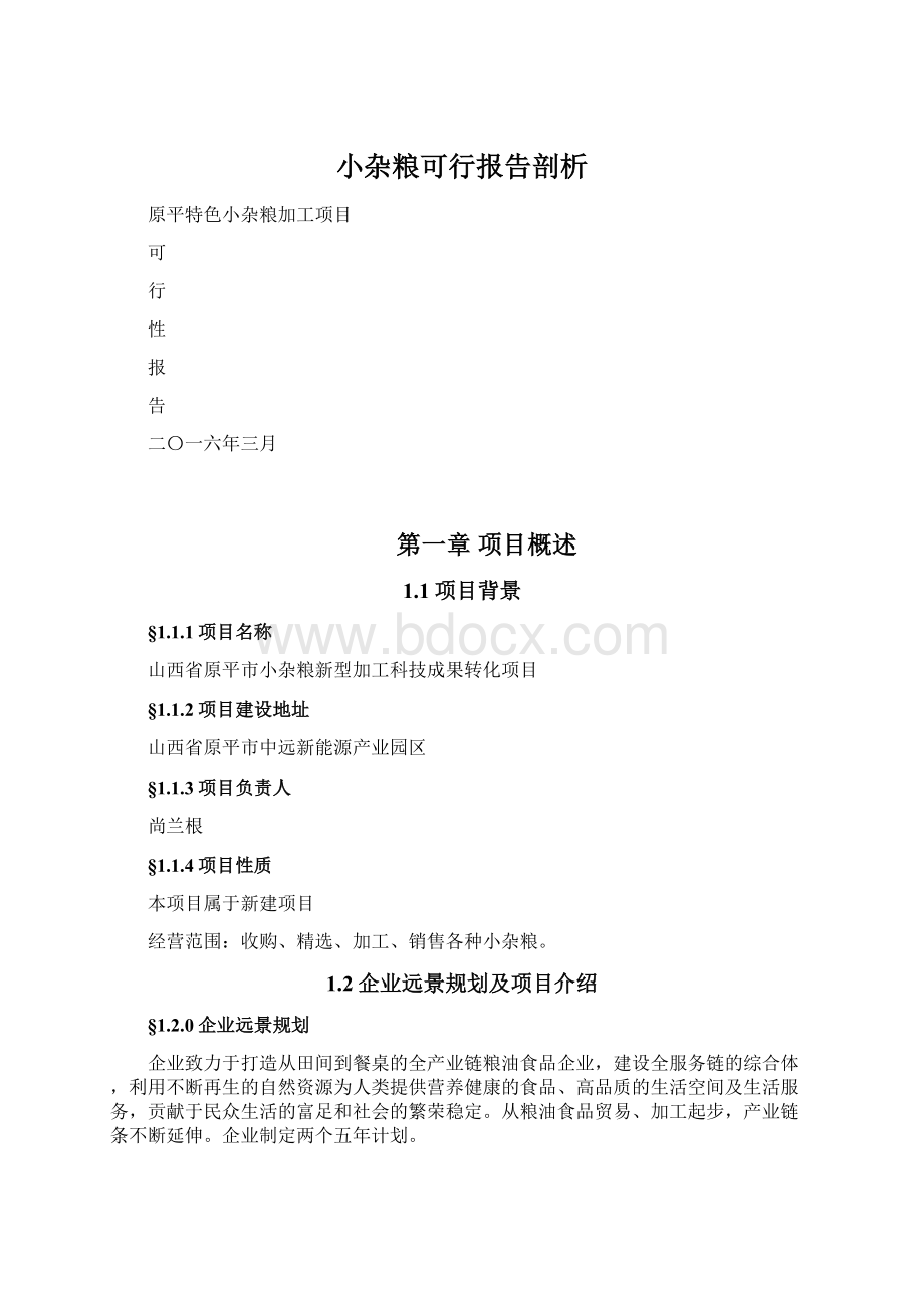 小杂粮可行报告剖析Word下载.docx