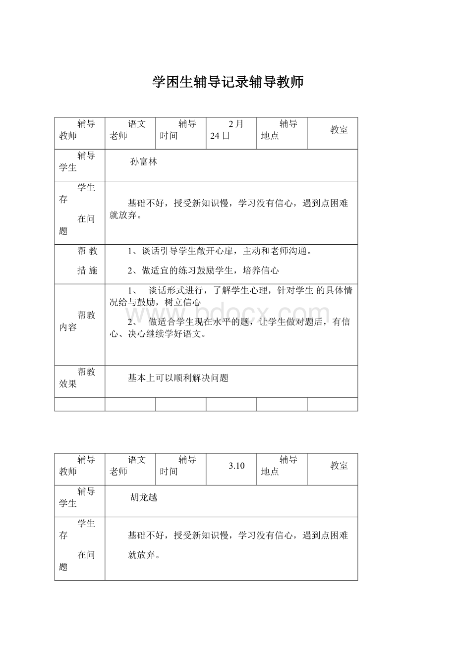 学困生辅导记录辅导教师.docx