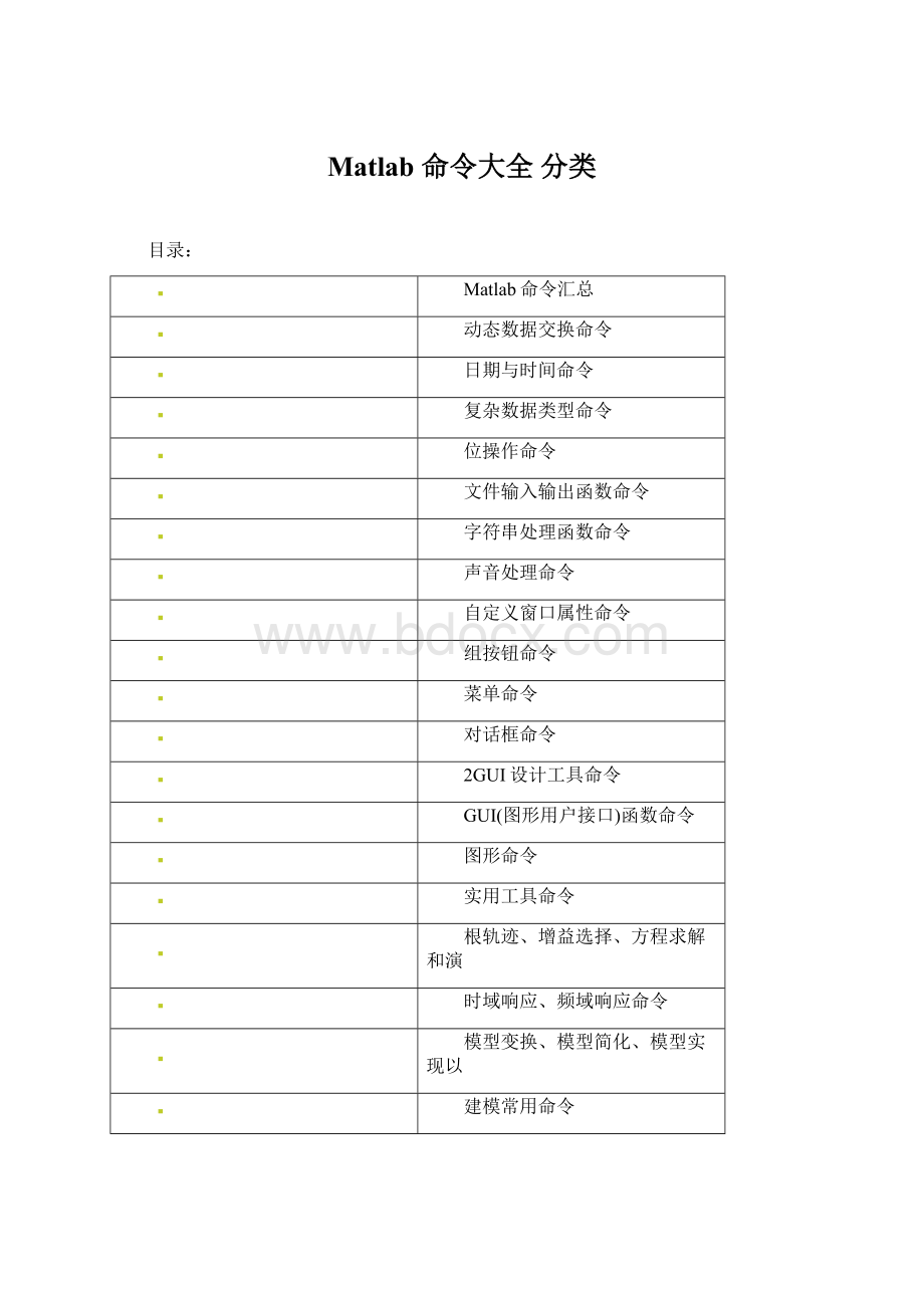 Matlab 命令大全分类.docx