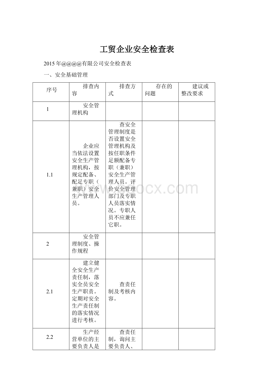 工贸企业安全检查表.docx