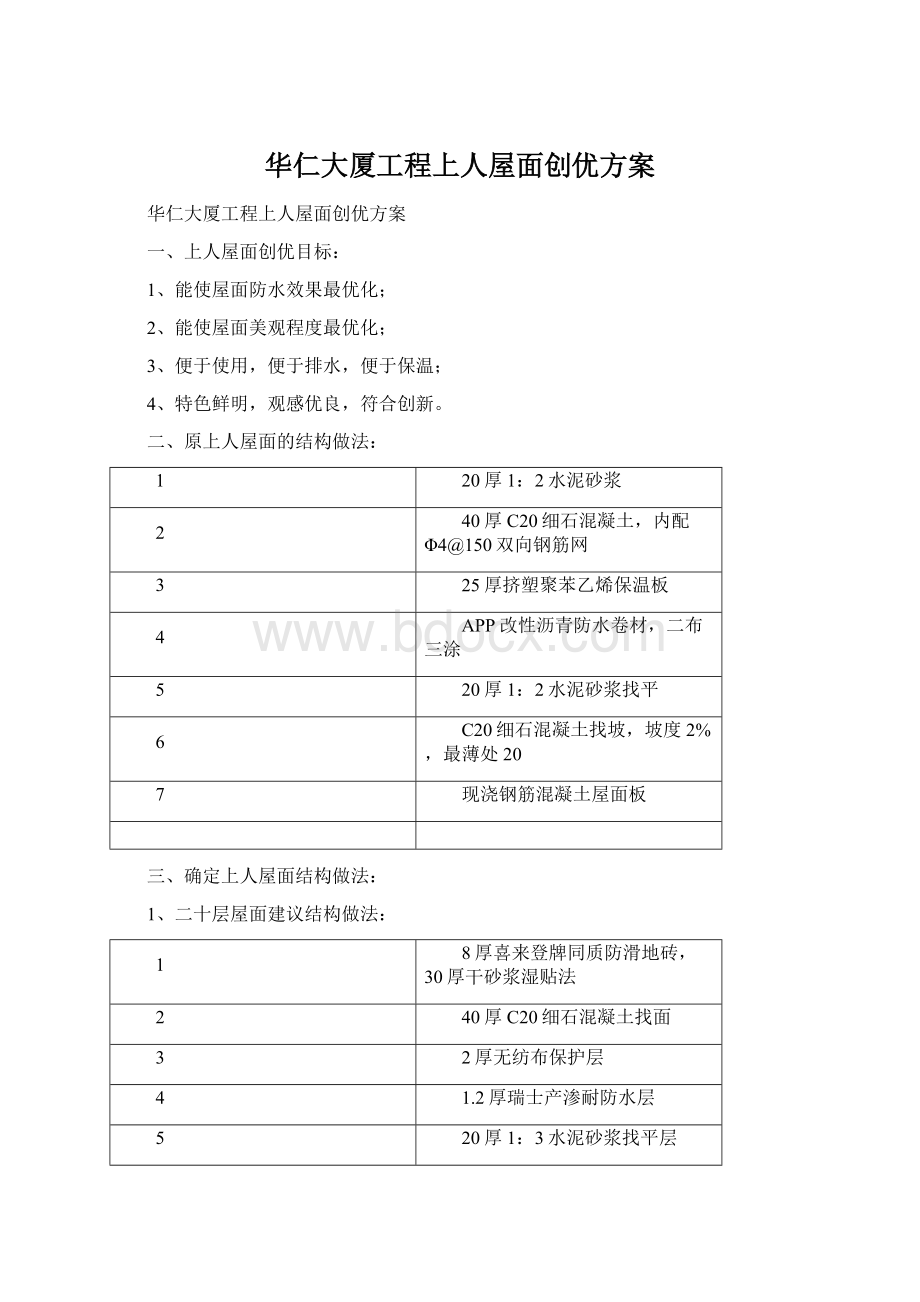 华仁大厦工程上人屋面创优方案.docx_第1页