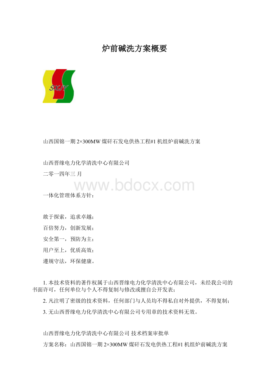 炉前碱洗方案概要.docx