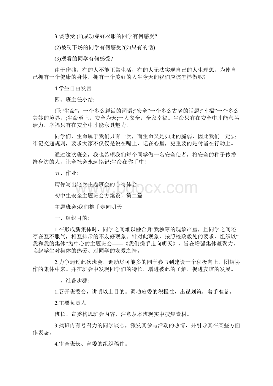 初中生安全主题班会方案设计经典篇.docx_第3页