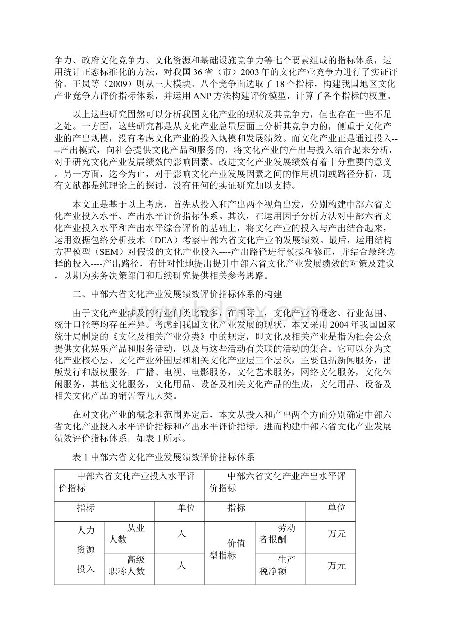 中部六省文化产业发展绩效评价与研究Word下载.docx_第2页