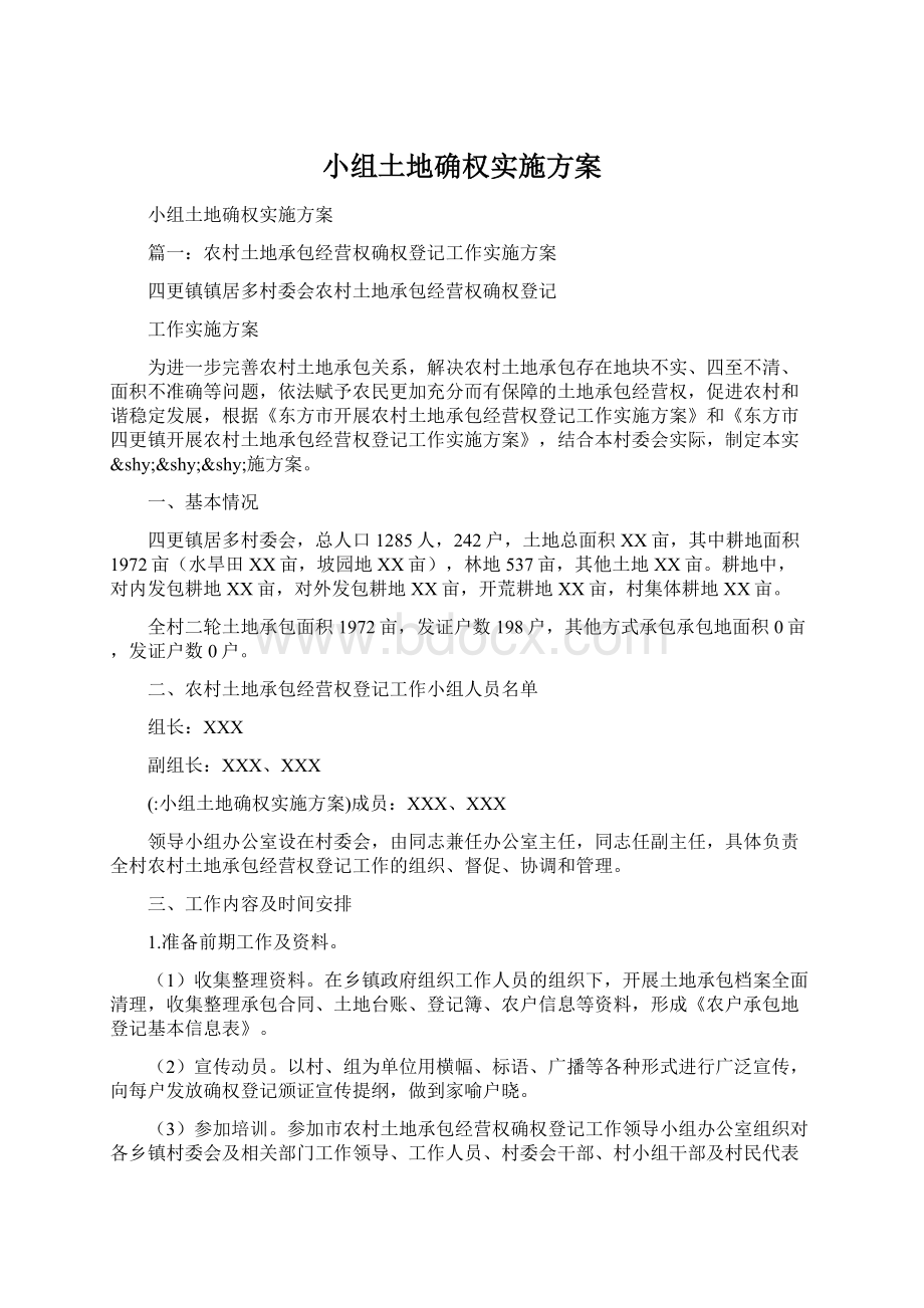 小组土地确权实施方案Word格式文档下载.docx_第1页