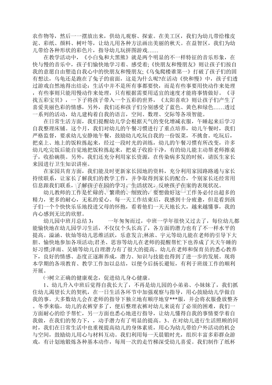 精选关于幼儿园中班总结.docx_第2页