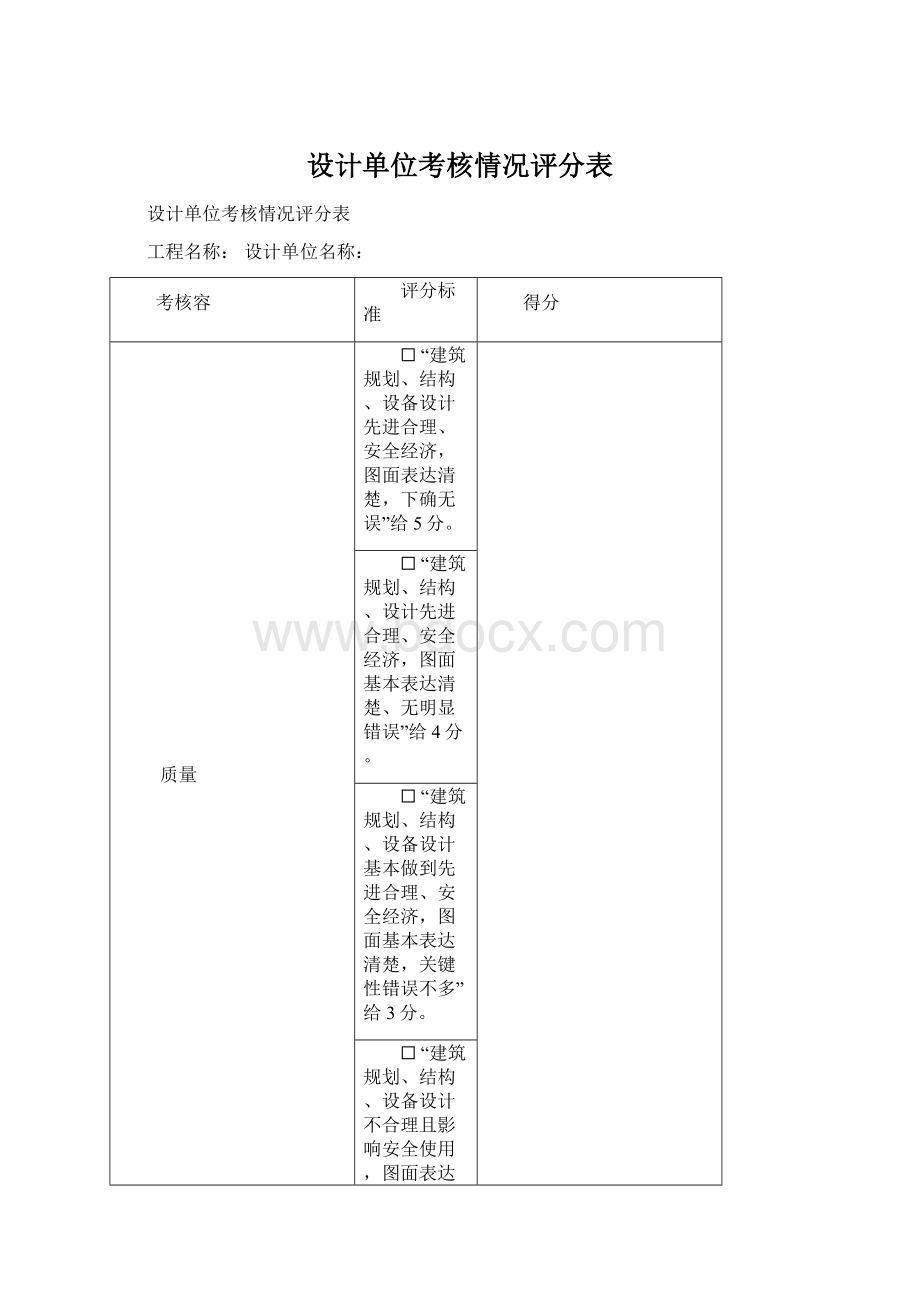 设计单位考核情况评分表.docx_第1页