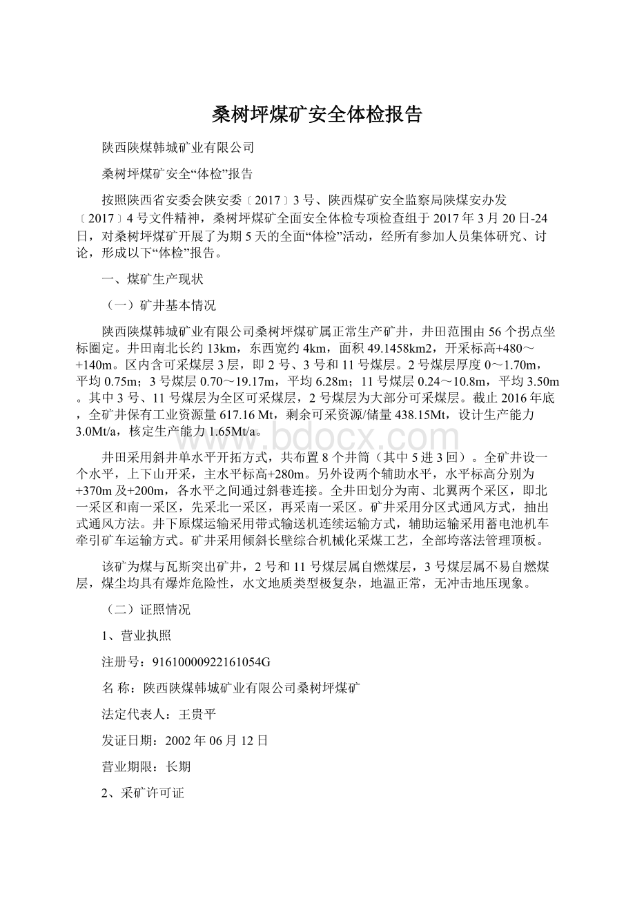 桑树坪煤矿安全体检报告Word文档格式.docx_第1页