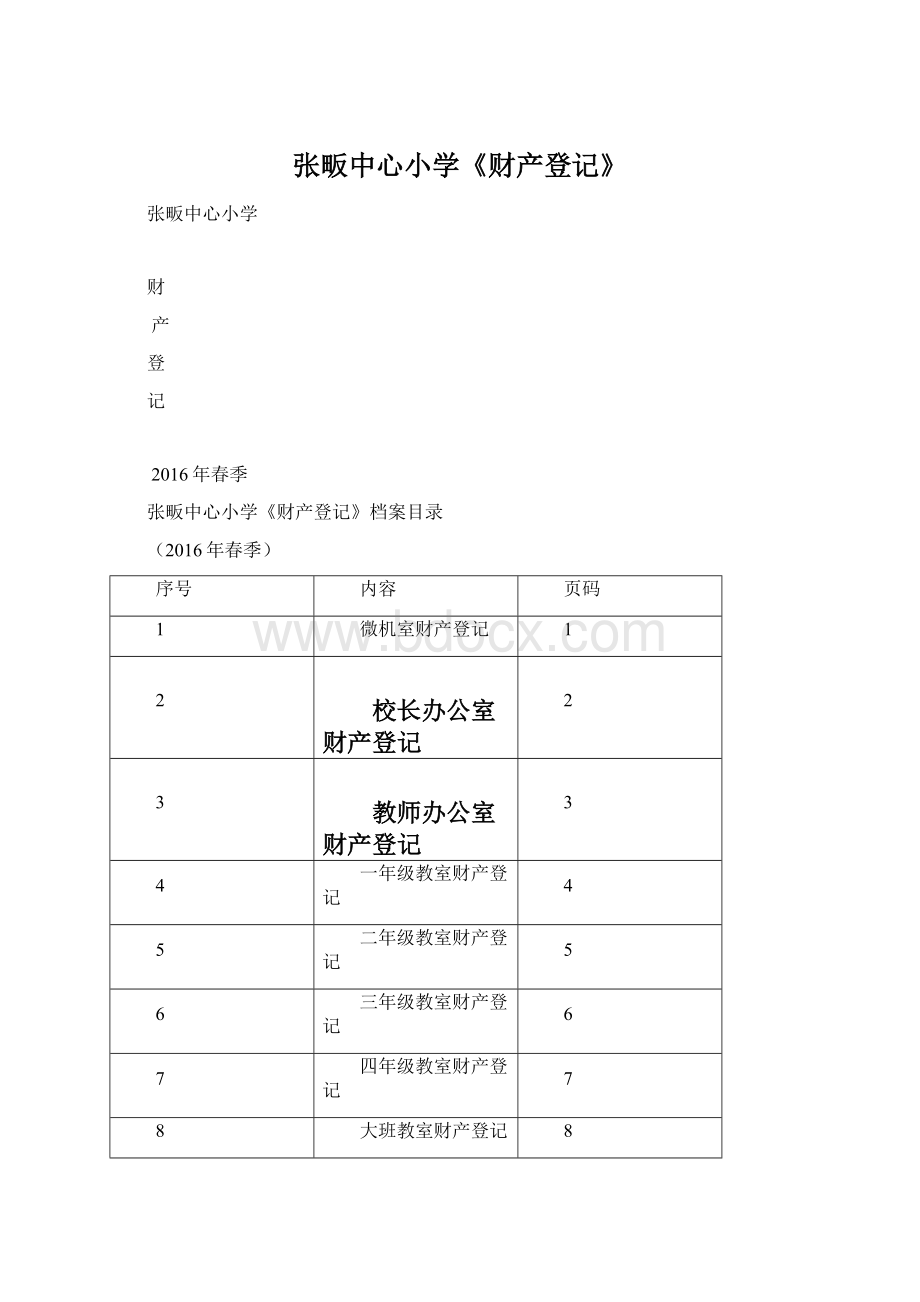 张畈中心小学《财产登记》Word格式文档下载.docx