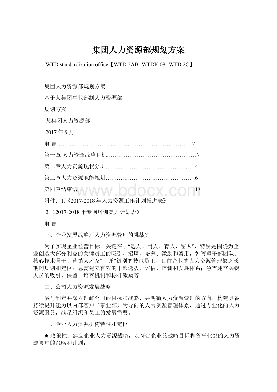 集团人力资源部规划方案文档格式.docx