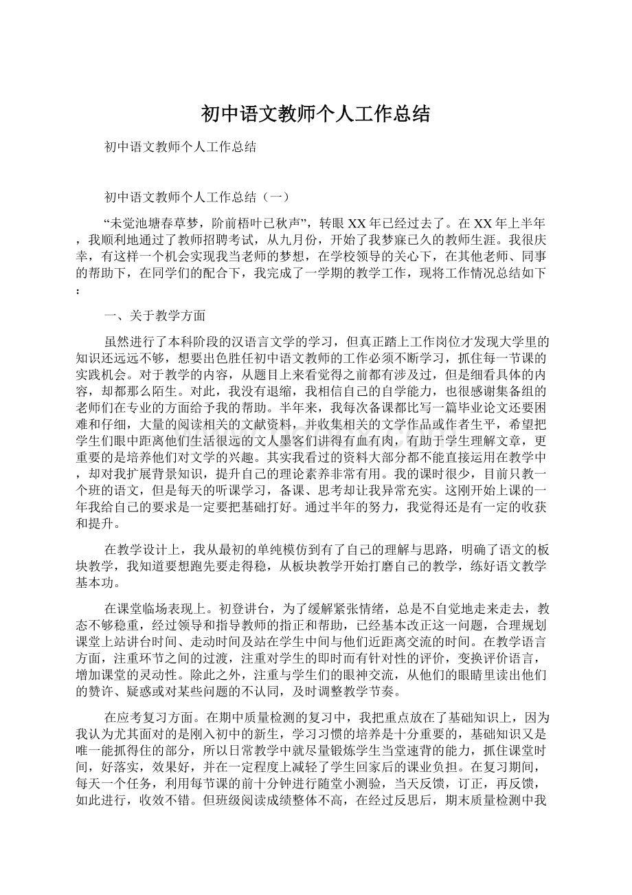 初中语文教师个人工作总结.docx