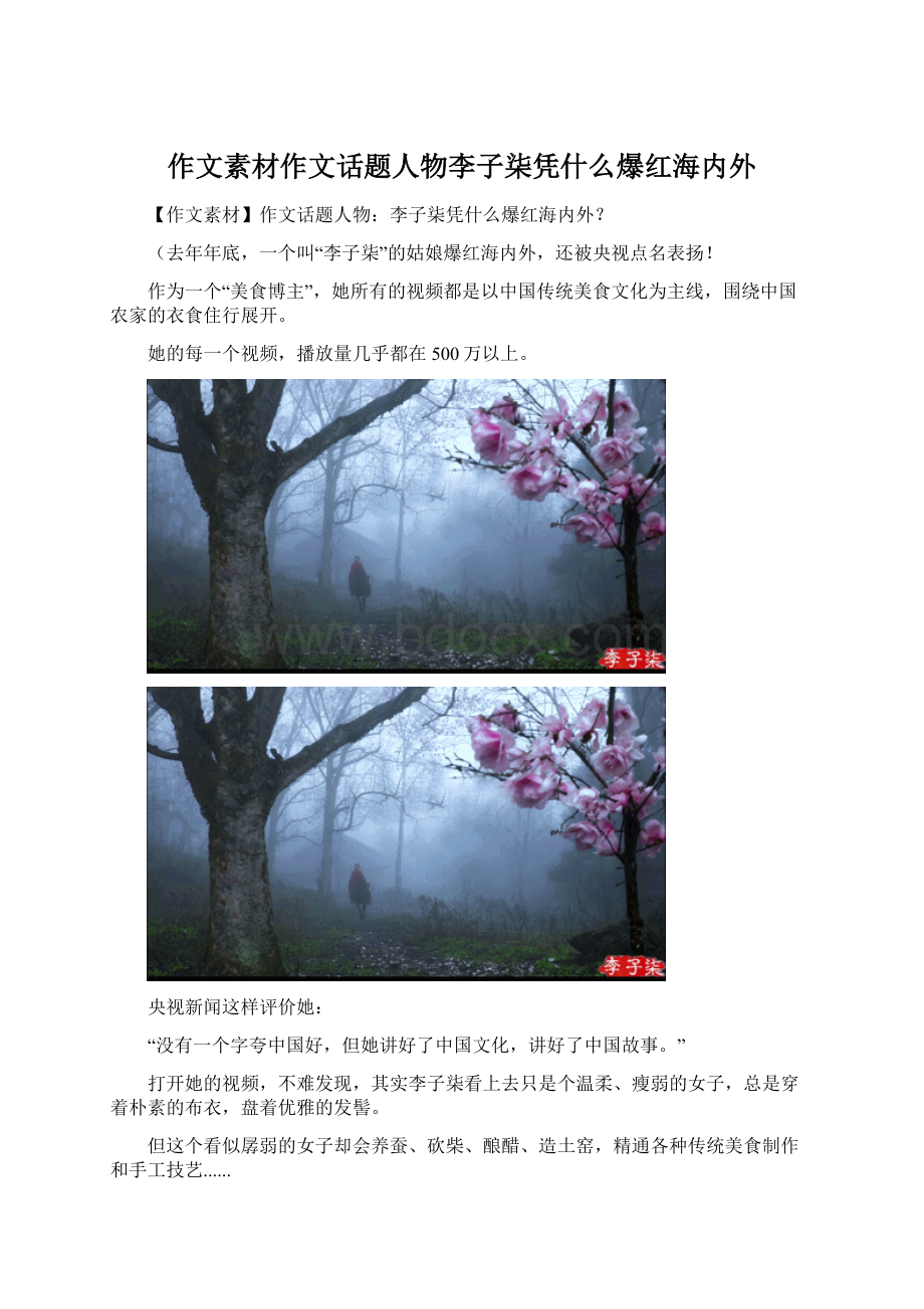 作文素材作文话题人物李子柒凭什么爆红海内外.docx_第1页