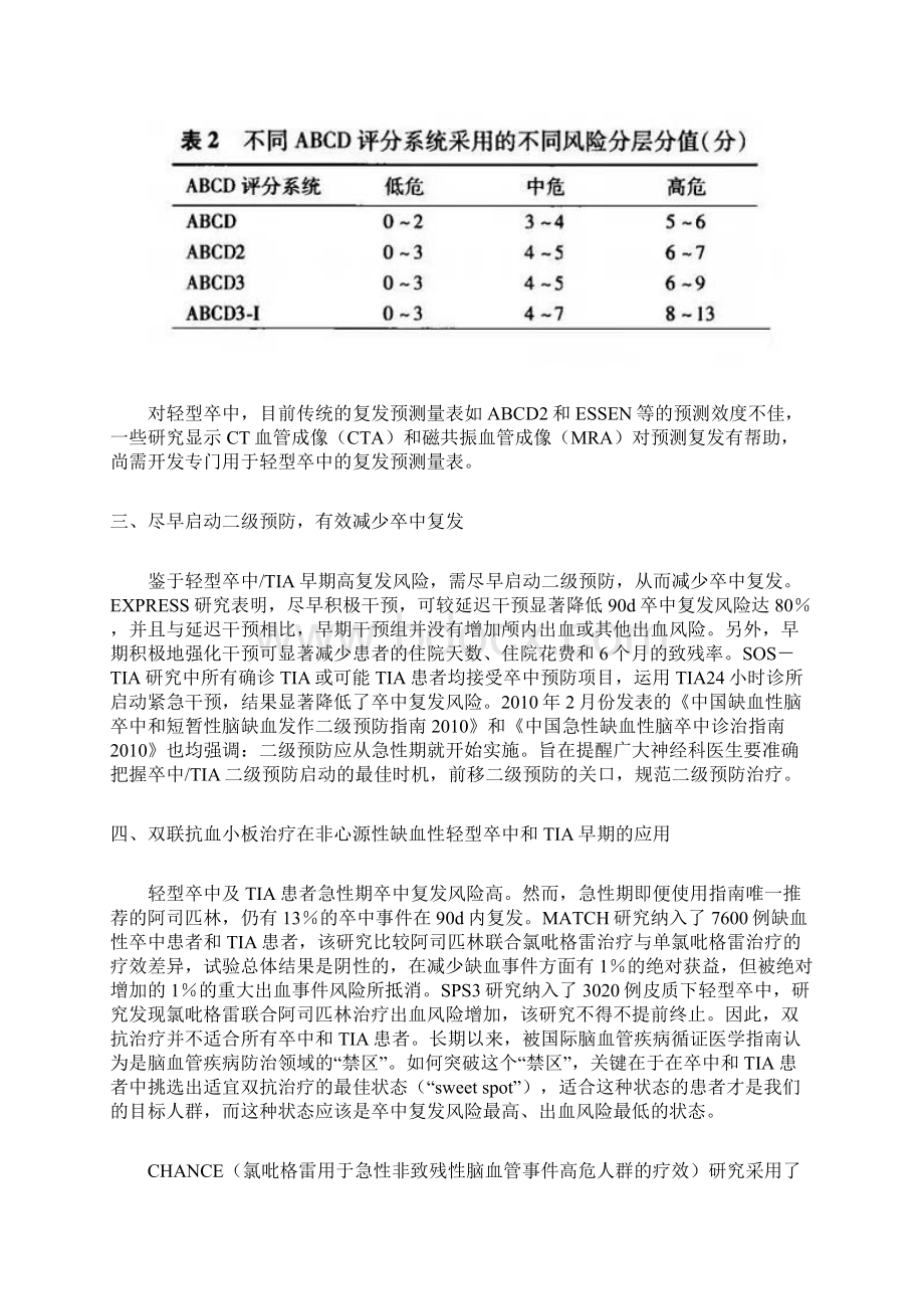 短暂性脑缺血发作与轻型卒中抗血小板治疗中国专家共识Word下载.docx_第3页