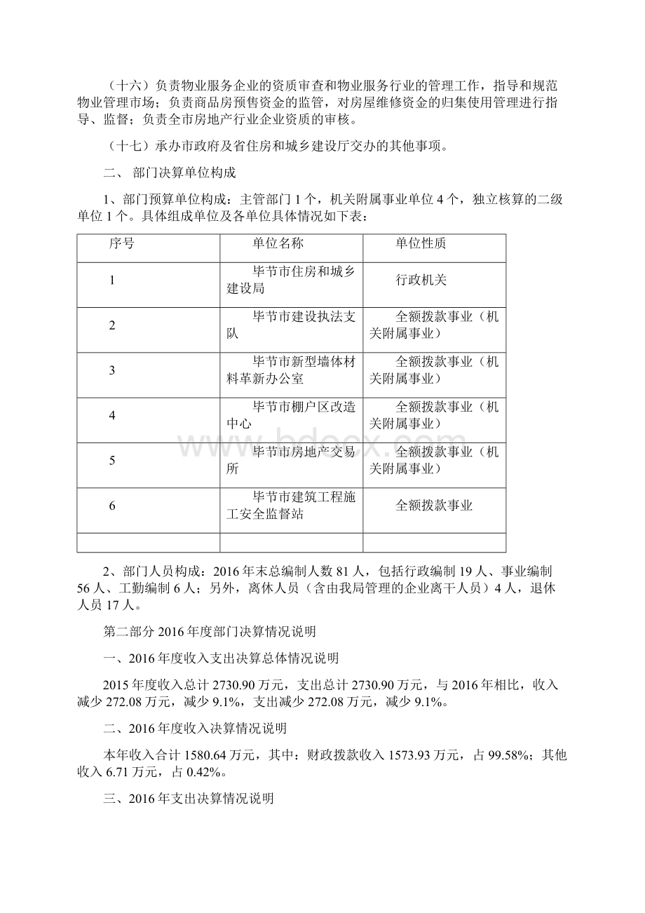 毕节市住房和城乡建设局部门决算和三公经费决算Word格式.docx_第3页