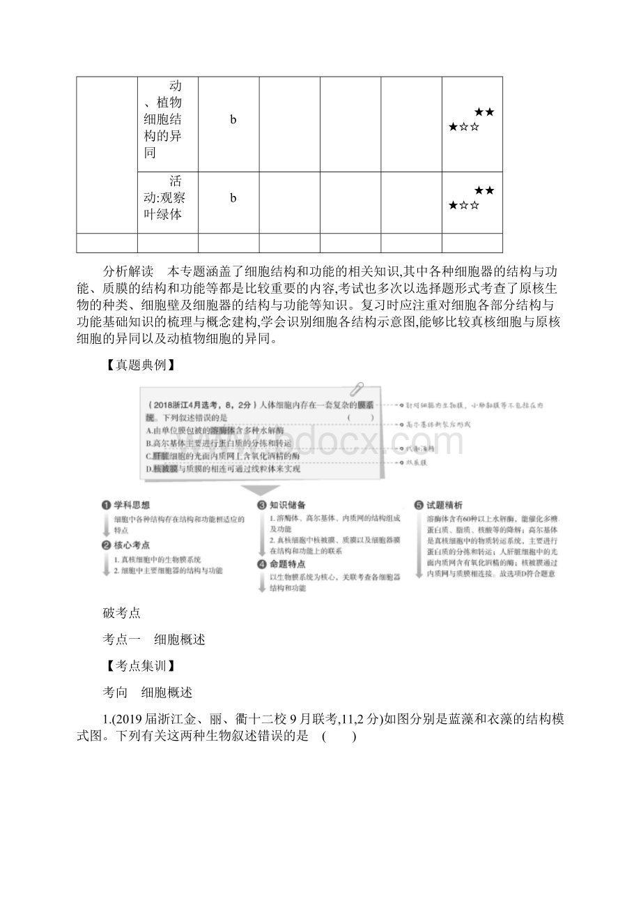 5年高考3年模拟A版浙江省高考生物总复习专题2细胞的结构和功能教师用书.docx_第3页