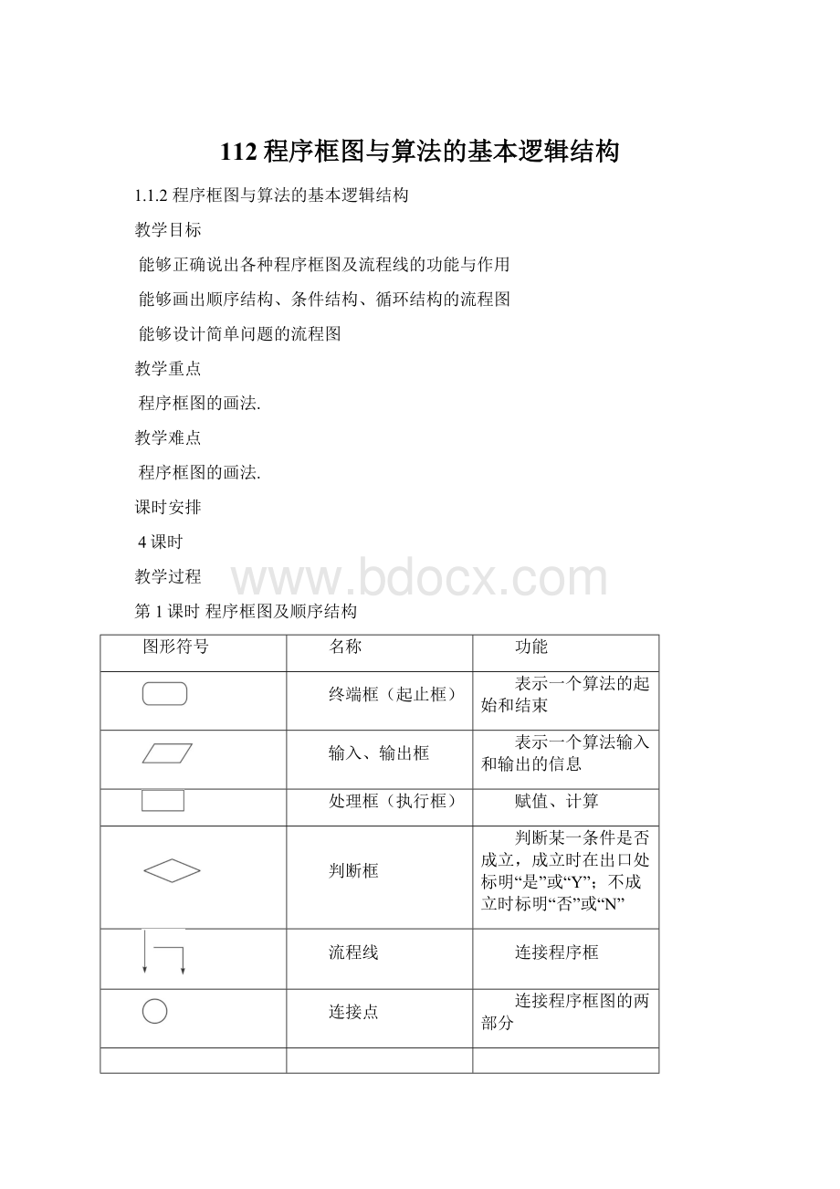 112程序框图与算法的基本逻辑结构.docx