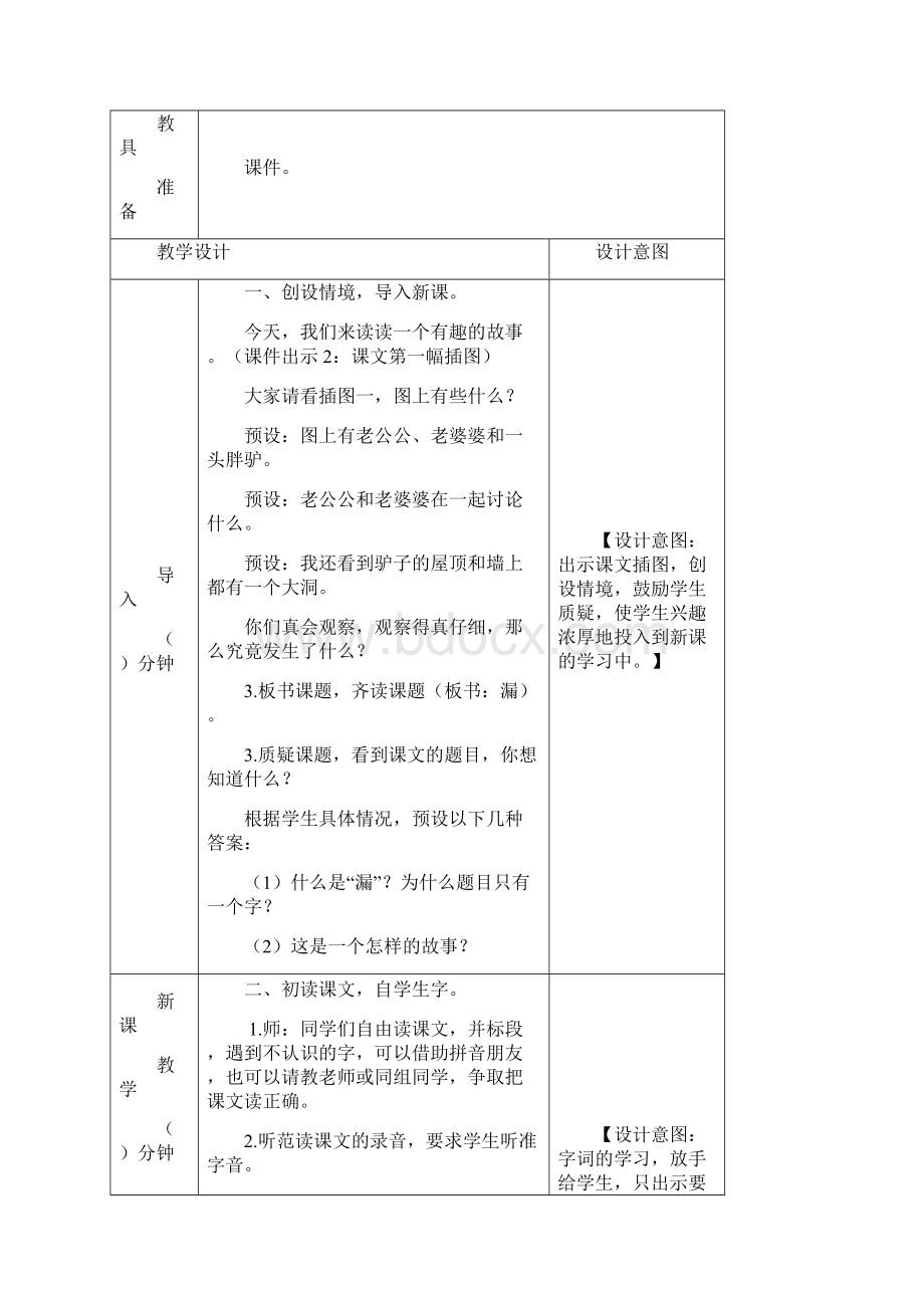 部编人教版三年级语文下册第27课《漏》教案及课后作业设计Word格式.docx_第2页