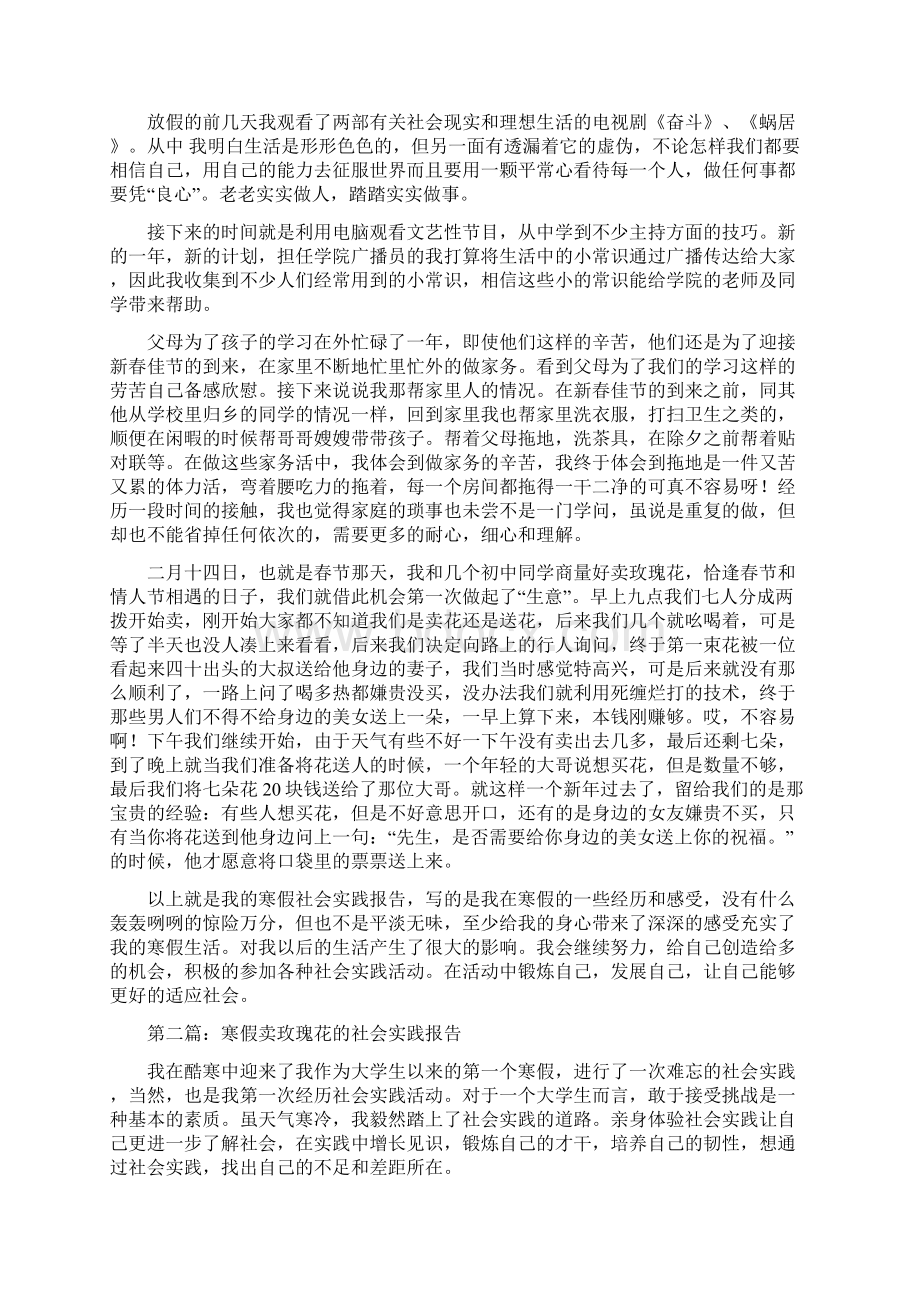 大学生寒假实践报告卖玫瑰花多篇范文.docx_第3页