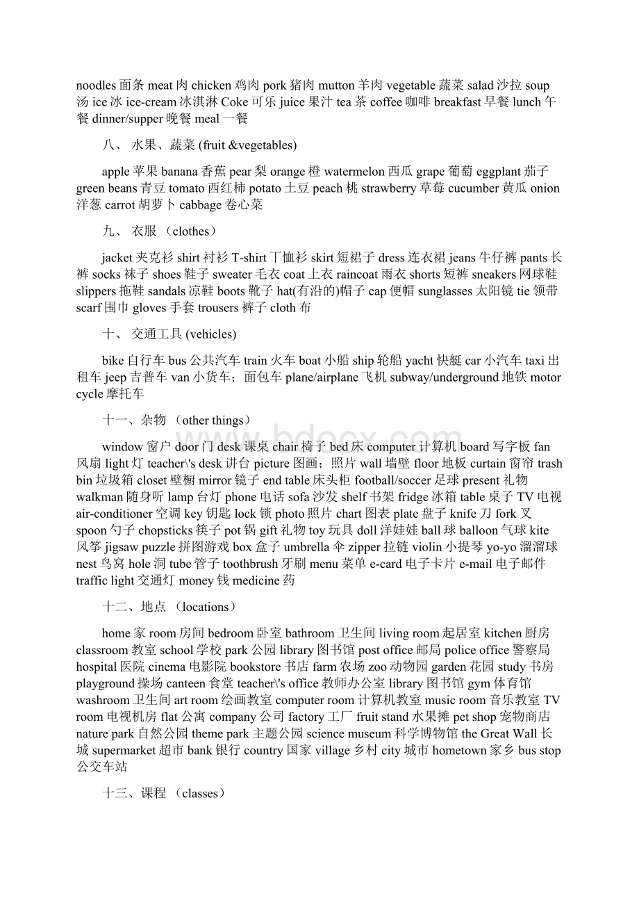 词汇不完全归类表三年级上册至六年级下册可编辑Word文档下载推荐.docx_第2页