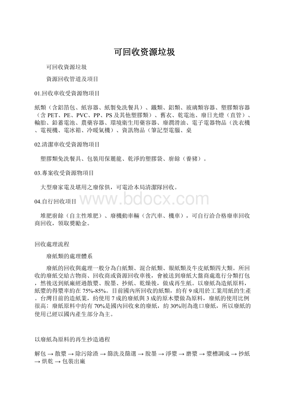 可回收资源垃圾Word下载.docx