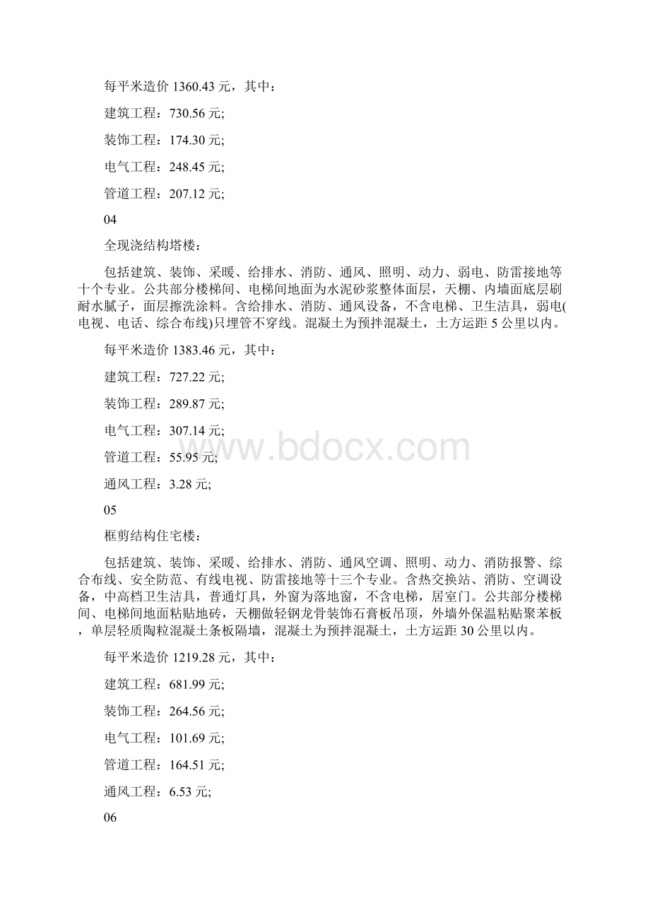 工程造价平米汇总表Word文档格式.docx_第2页