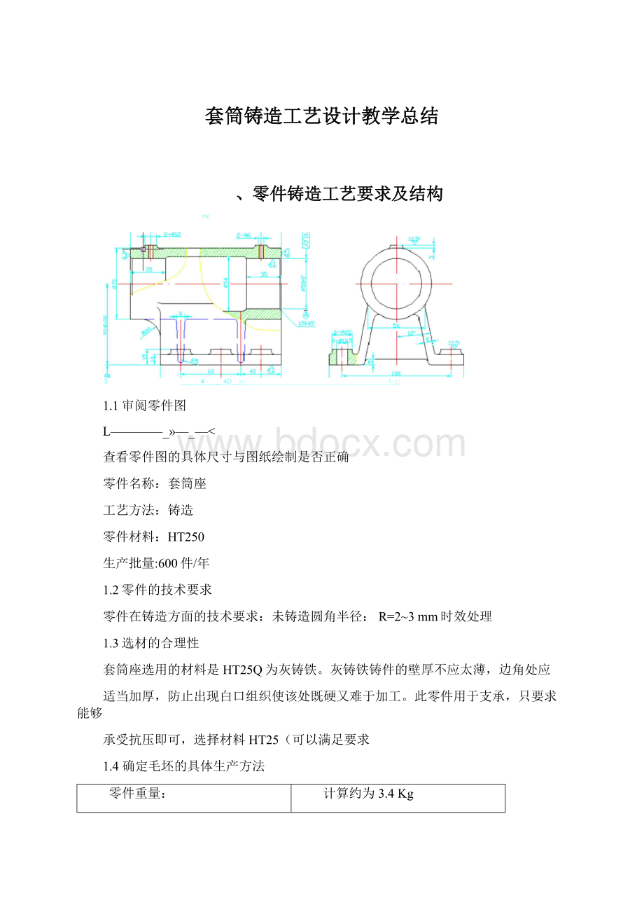 套筒铸造工艺设计教学总结.docx_第1页