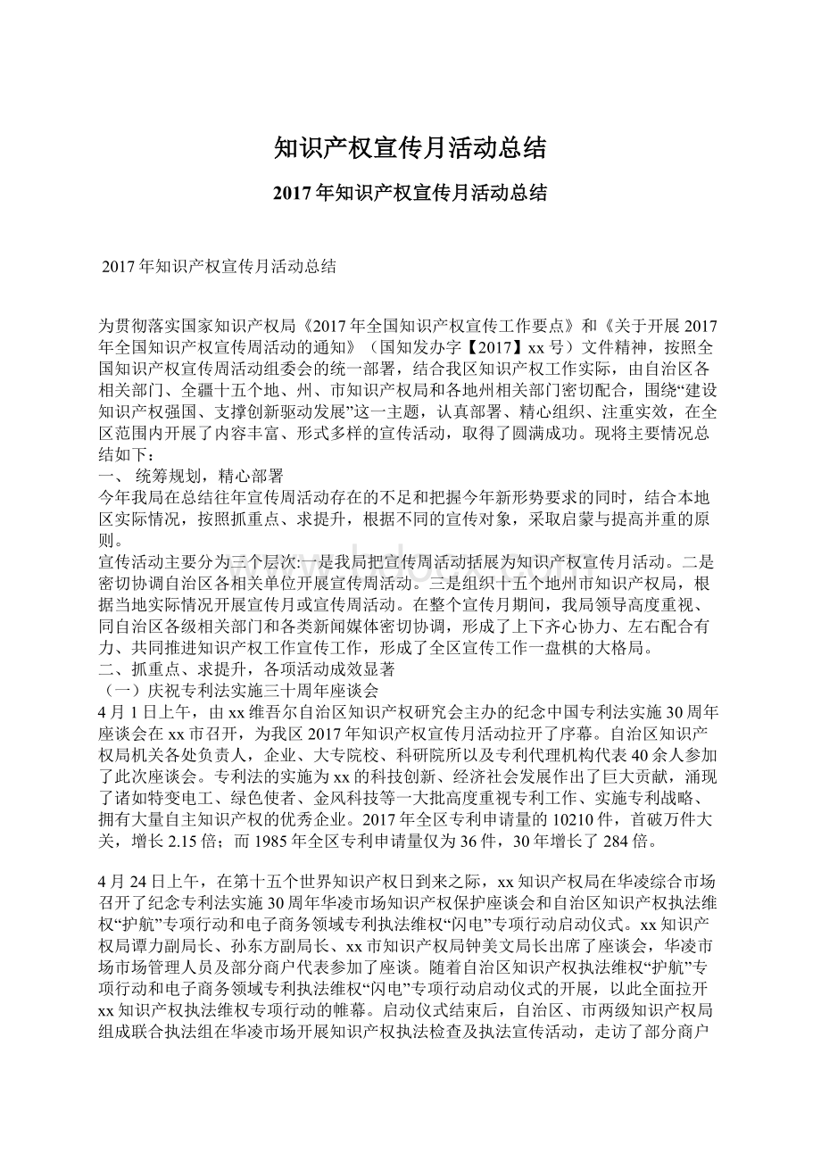 知识产权宣传月活动总结文档格式.docx_第1页