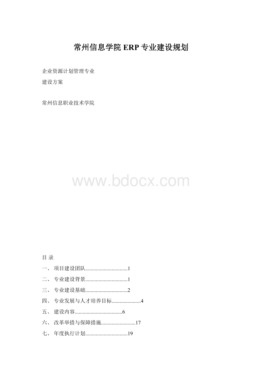 常州信息学院ERP专业建设规划Word格式.docx