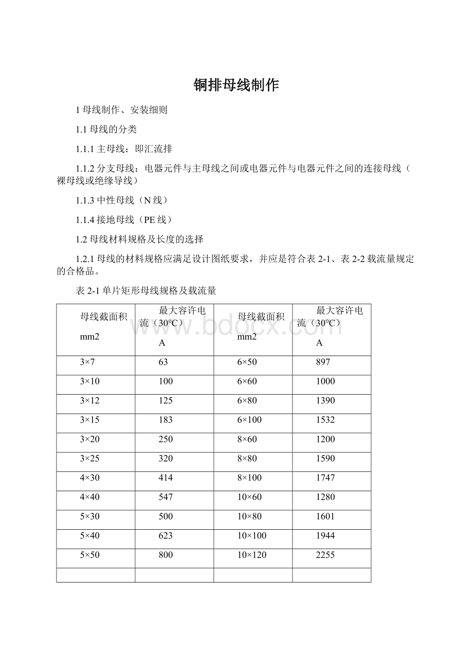 铜排母线制作Word文档下载推荐.docx