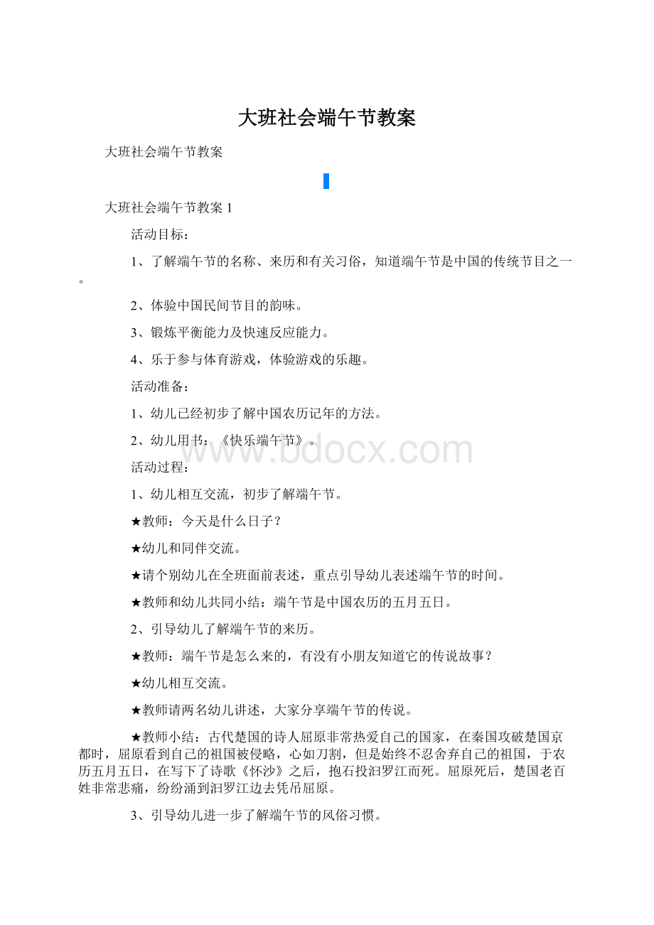 大班社会端午节教案.docx