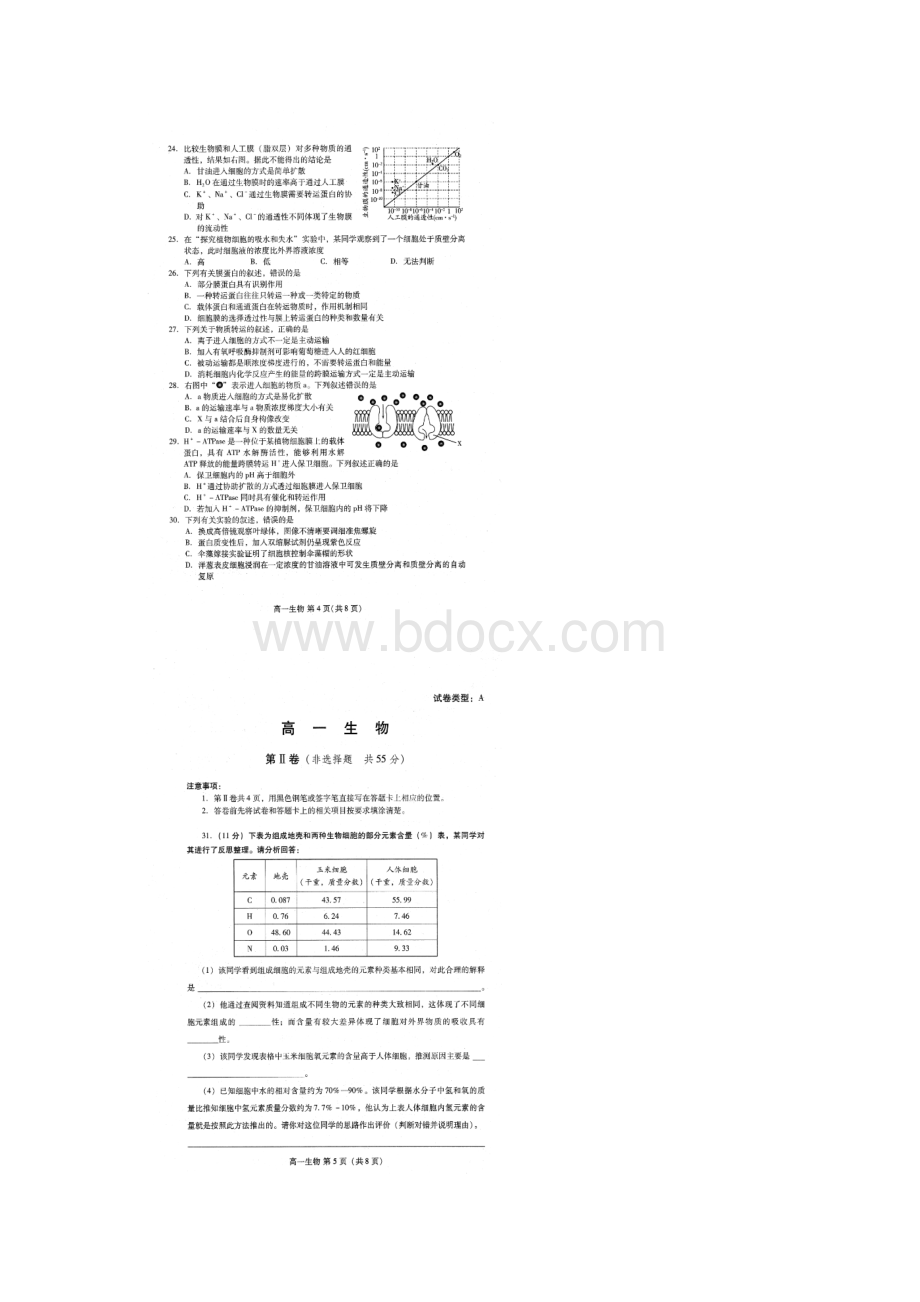 山东省潍坊市学年高一生物上学期期中试题.docx_第3页