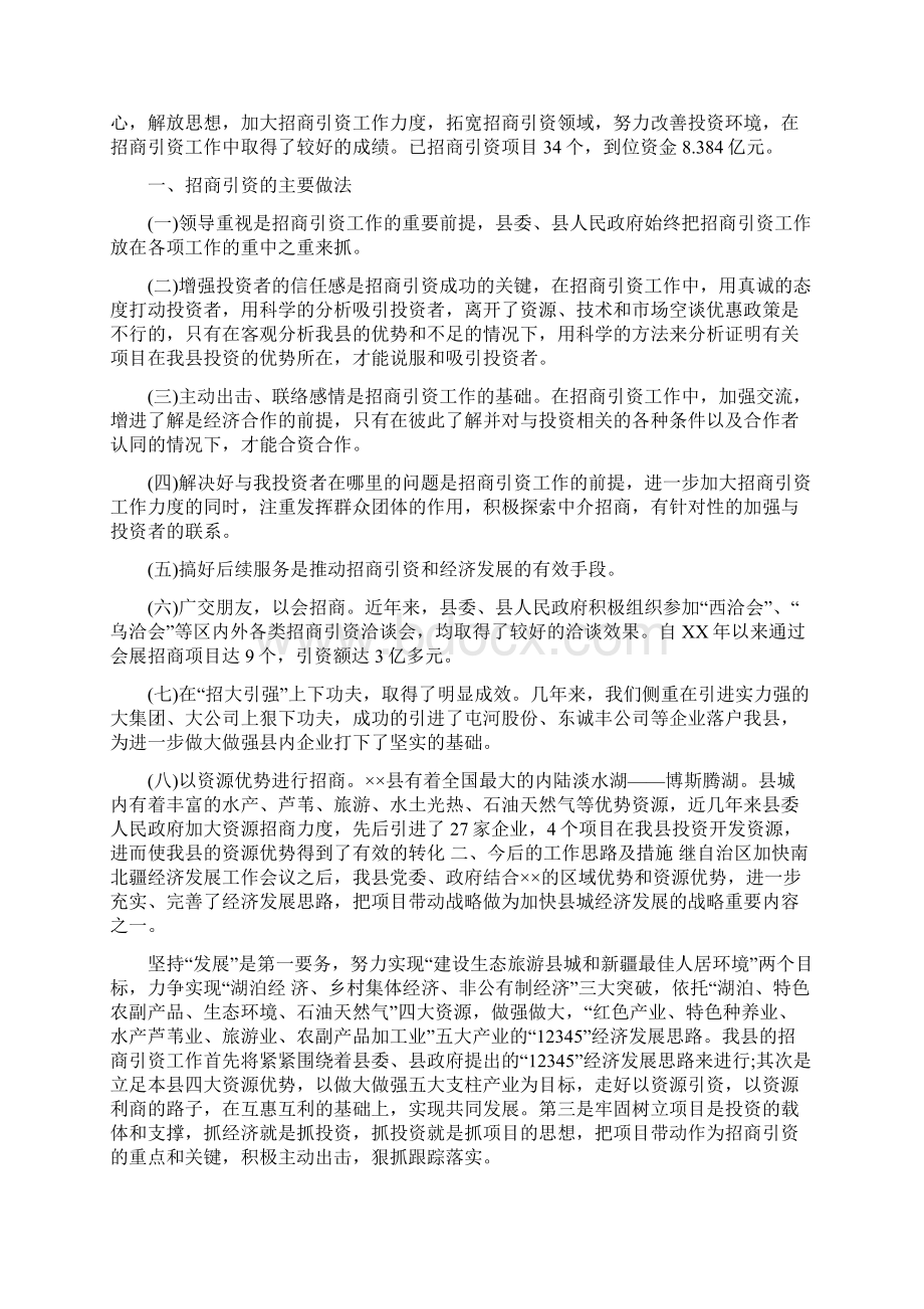 招商引资工作总结七篇Word文件下载.docx_第2页