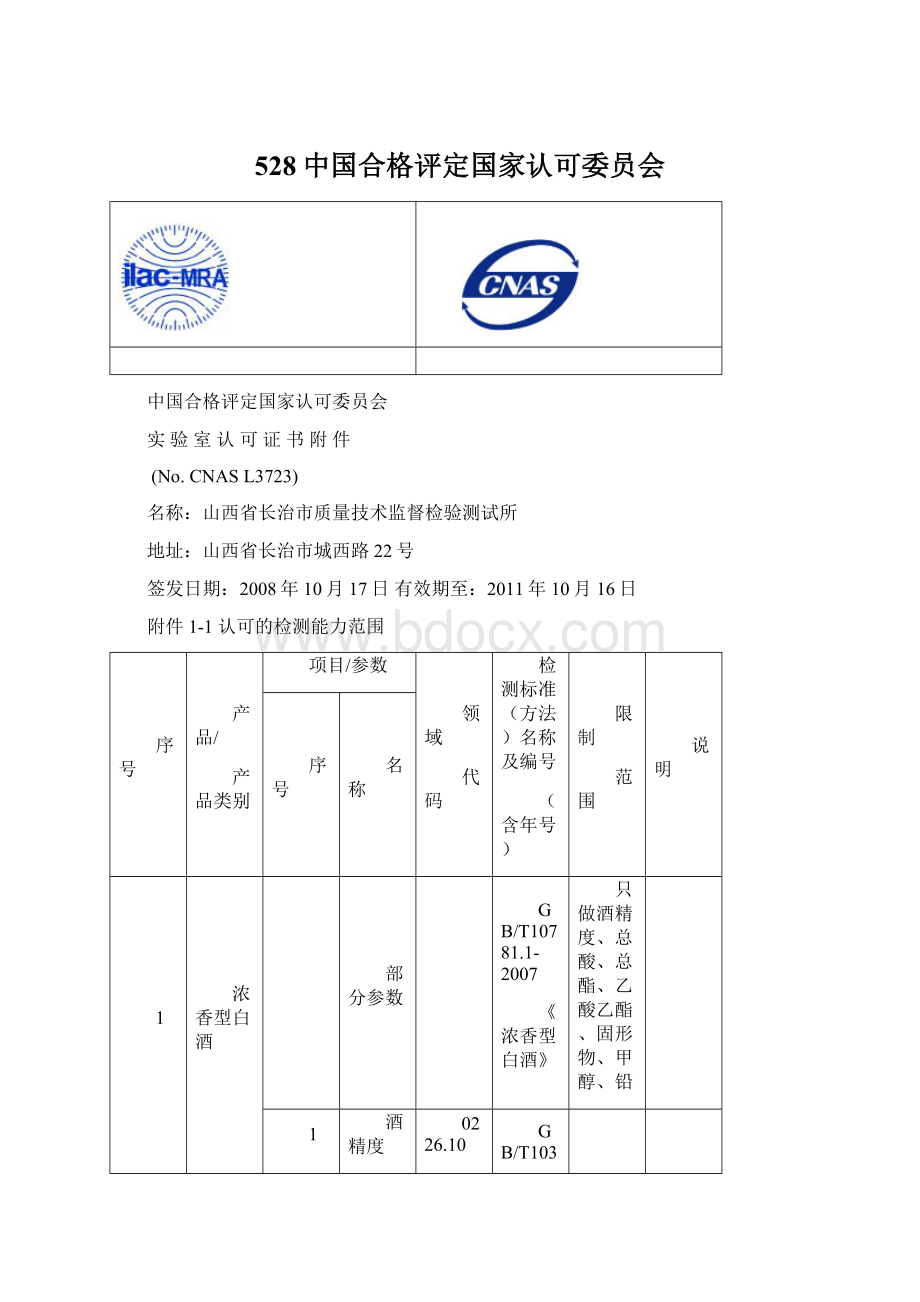 528中国合格评定国家认可委员会Word格式.docx