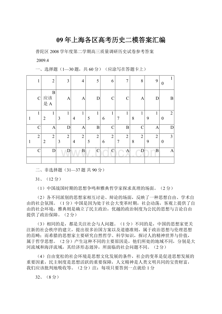 09年上海各区高考历史二模答案汇编.docx_第1页