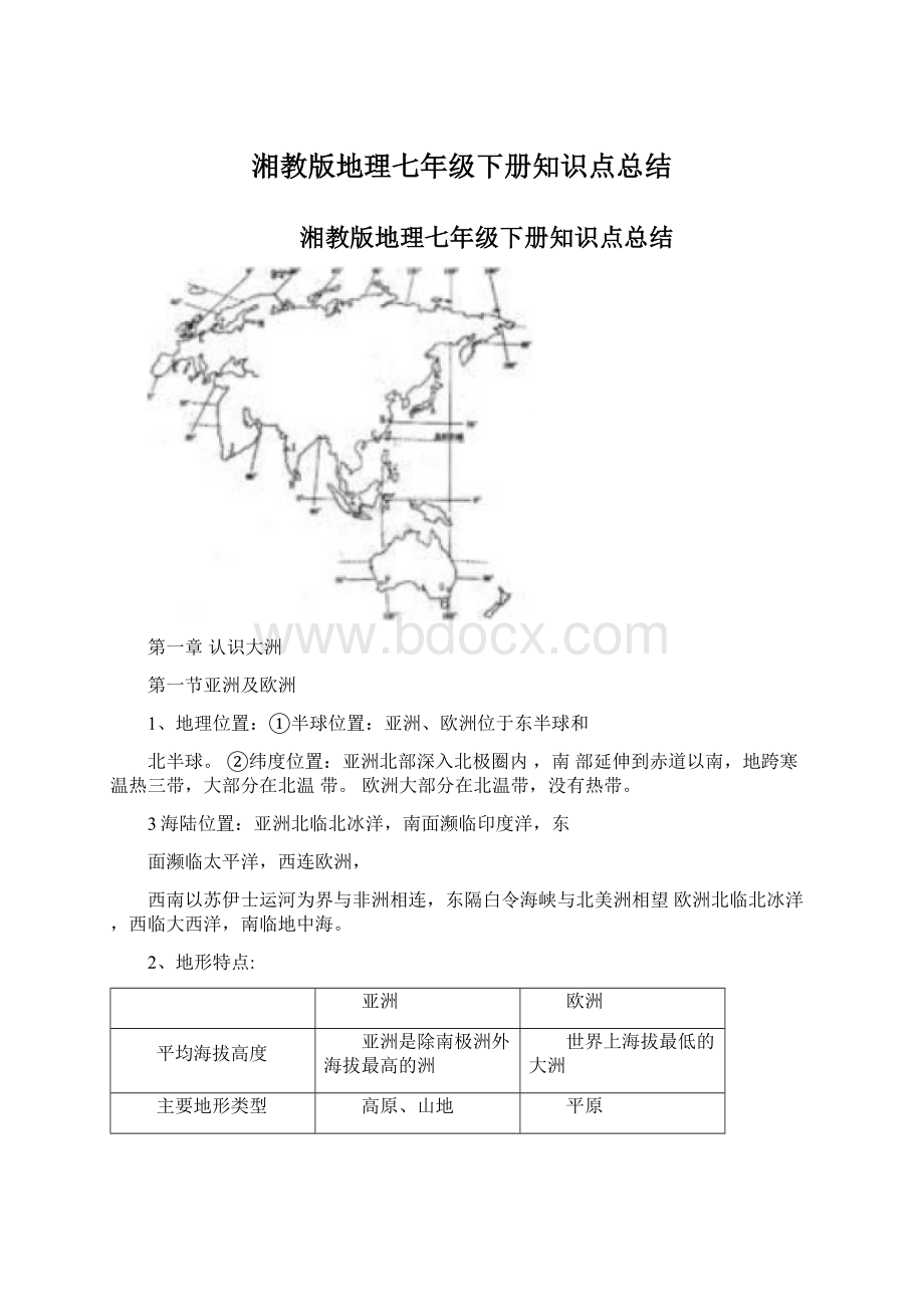 湘教版地理七年级下册知识点总结.docx_第1页