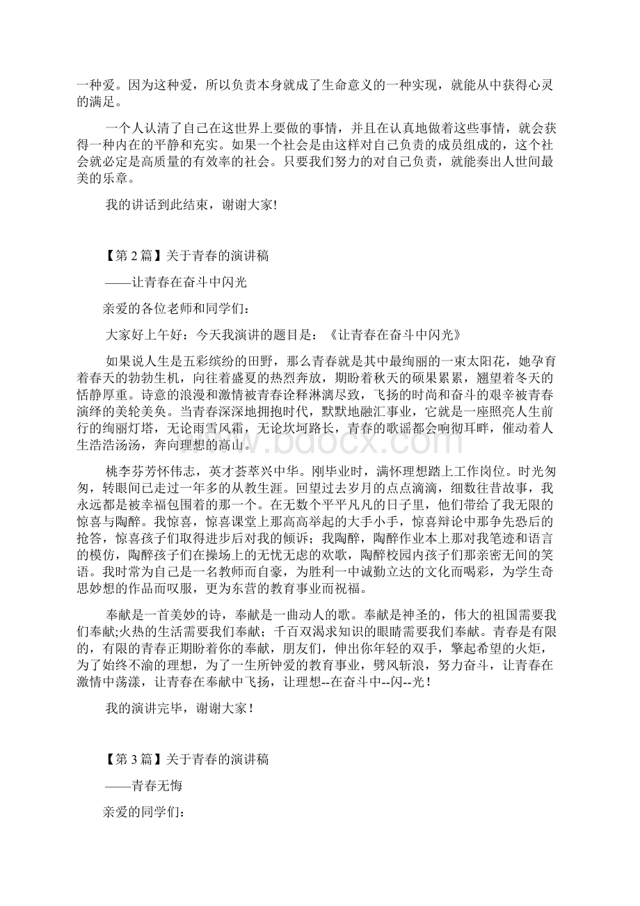 关于青春的演讲稿精选6篇Word格式文档下载.docx_第2页